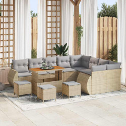Zestaw Sof na Ogród 13 pcs Beżowy i jasnoszary Rattan poli