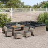 Zestaw Sof na Ogród z poduszką 13 pcs Szary Rattan poli