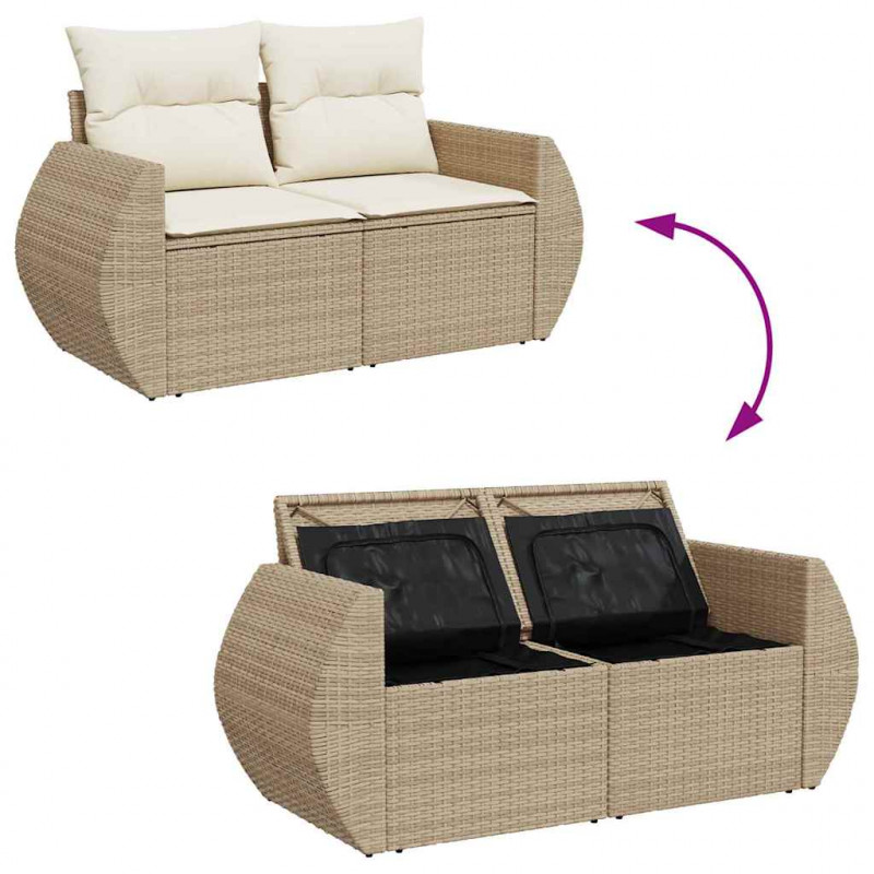 Zestaw Sof na Ogród z poduszką 13 pcs beżowo-kremowy