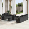Zestaw Sof na Ogród z poduszką z przechowywaniem 10 pcs Czarny