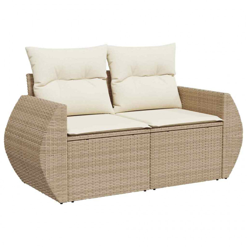 Zestaw Sof na Ogród z poduszką 14 pcs beżowo-kremowy