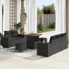 Zestaw Sof na Ogród z poduszką 8 pcs Czarny Rattan poli