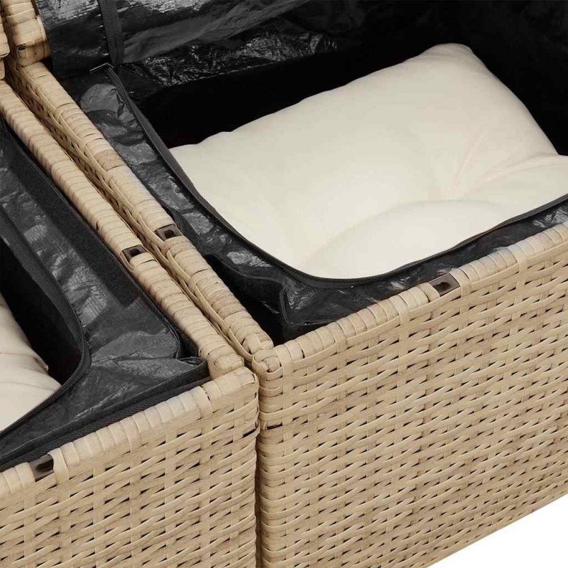 Zestaw Sof na Ogród z poduszką 13 pcs Beżowy i kremowy