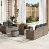 Zestaw Sof na Ogród z poduszką 8 pcs Szary Rattan poli