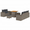 Zestaw Sof na Ogród z poduszką 8 pcs Szary Rattan poli
