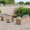 Zestaw Sof na Ogród 8 pcs Beżowy i jasnoszary Rattan poli