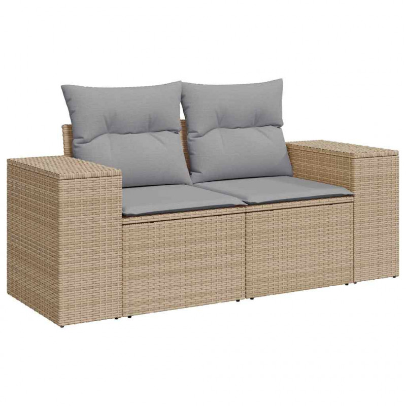 Zestaw Sof na Ogród 8 pcs Beżowy i jasnoszary Rattan poli