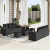 Zestaw Sof na Ogród z poduszką 9 pcs Czarny Rattan poli