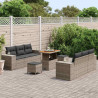 Zestaw Sof na Ogród z poduszką 9 pcs Szary Rattan poli