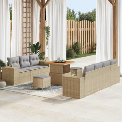 Zestaw Sof na Ogród 10 pcs Beżowy i jasnoszary Rattan poli