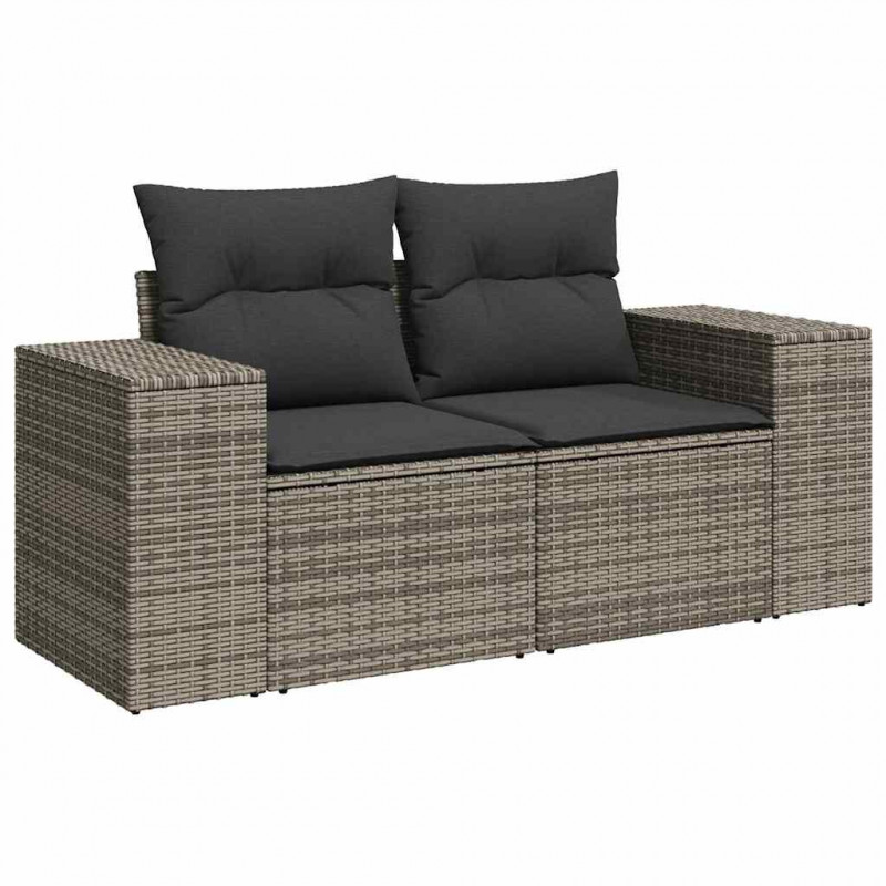 Zestaw Sof na Ogród z poduszką 10 pcs Szary Rattan poli