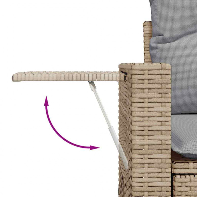 Zestaw Sof na Ogród 9 pcs Beżowy i jasnoszary polirattan