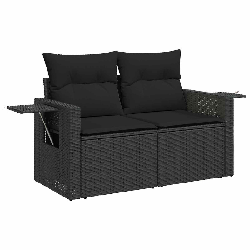 Zestaw Sof na Ogród z poduszką 10 pcs Czarny polirattan