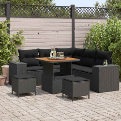 Zestaw Sof na Ogród z poduszką z przechowywaniem 8 pcs Czarny