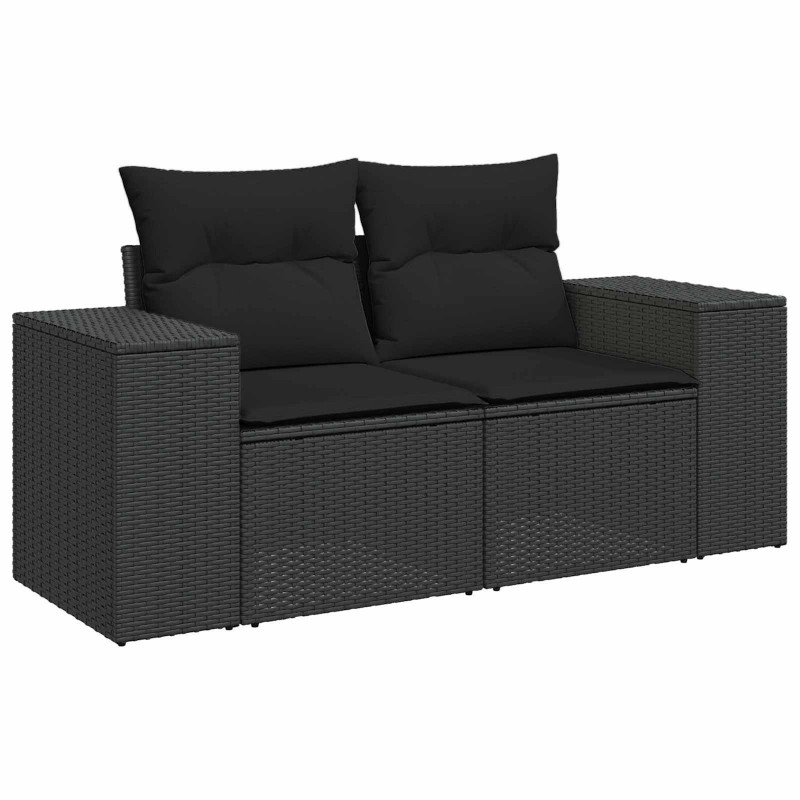 Zestaw Sof na Ogród z poduszką 9 pcs Czarny polirattan
