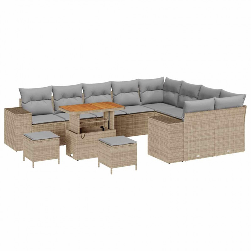 Zestaw Sof na Ogród z poduszką 12 pcs Beżowy i jasnoszary