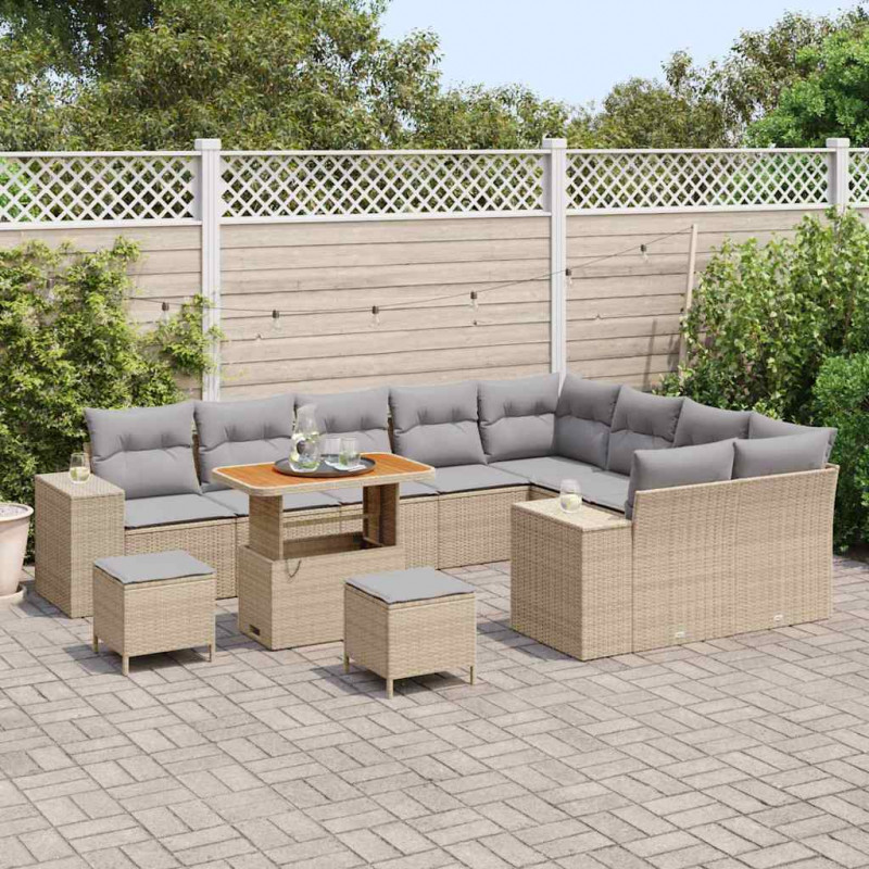 Zestaw Sof na Ogród z poduszką 12 pcs Beżowy i jasnoszary
