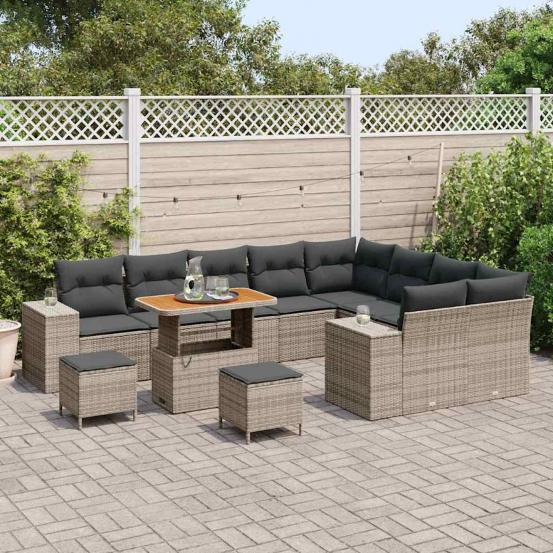 Zestaw Sof na Ogród z poduszką z przechowywaniem 12 pcs Szary
