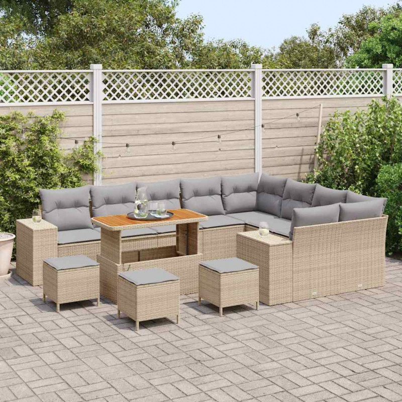 Zestaw Sof na Ogród z poduszką 13 pcs Beżowy i jasnoszary