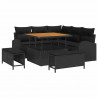 Zestaw Sof na Ogród z poduszką z przechowywaniem 8 pcs Czarny