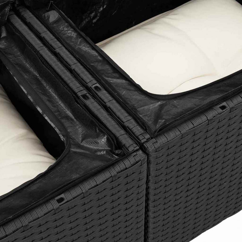 Zestaw Sof na Ogród z poduszką 12 pcs Czarny Polirattan