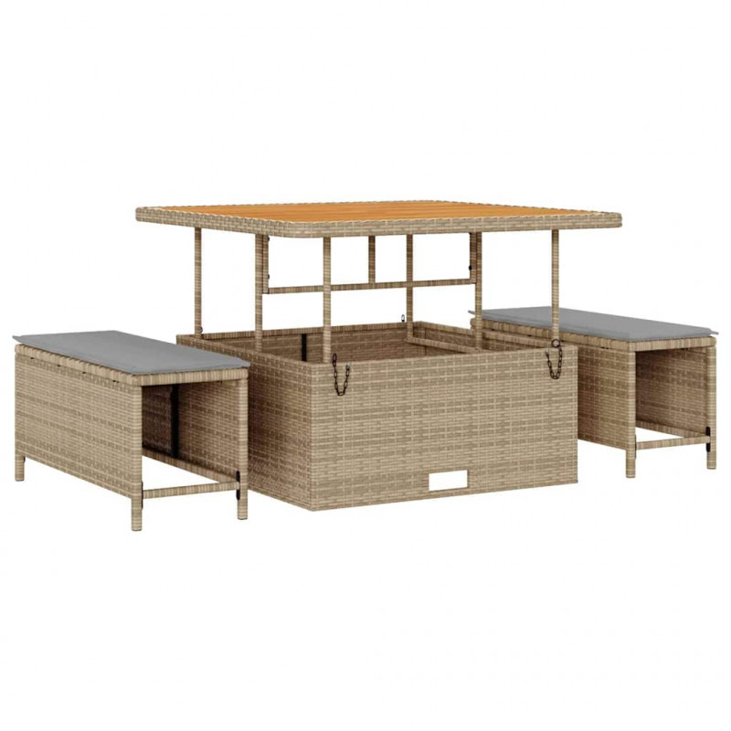 Zestaw Sof na Ogród z poduszką 13 pcs Beżowy Polirattan