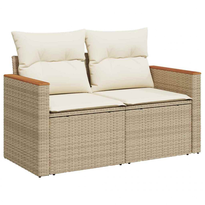 Zestaw Sof na Ogród 11 pcs Beżowy i kremowy polirattan