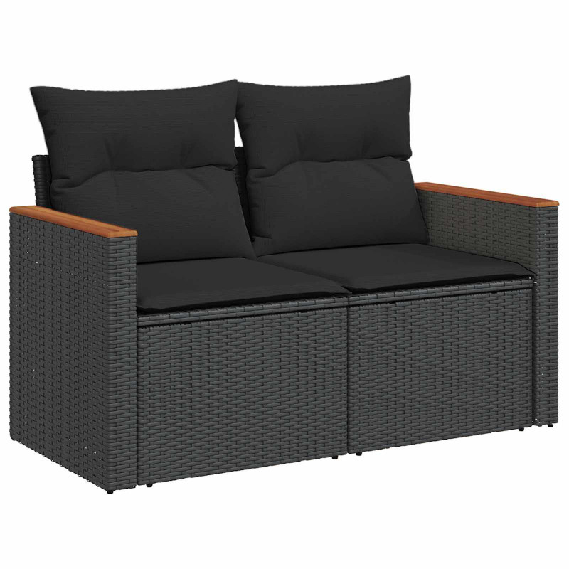 Zestaw Sof na Ogród z poduszką 14 pcs Czarny polirattan