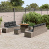 Zestaw Sof na Ogród z poduszką 10 pcs Szary Polirattan