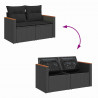 Zestaw Sof na Ogród z poduszką 14 pcs Czarny polirattan