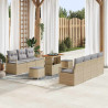 Zestaw Sof na Ogród z poduszką 10 pcs Beżowy i jasnoszary