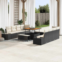 Zestaw Sof na Ogród Czarny 264 x 62 x 85 cm Polirattan
