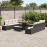 Zestaw Sof na Ogród Czarny 264 x 62 x 85 cm Polirattan