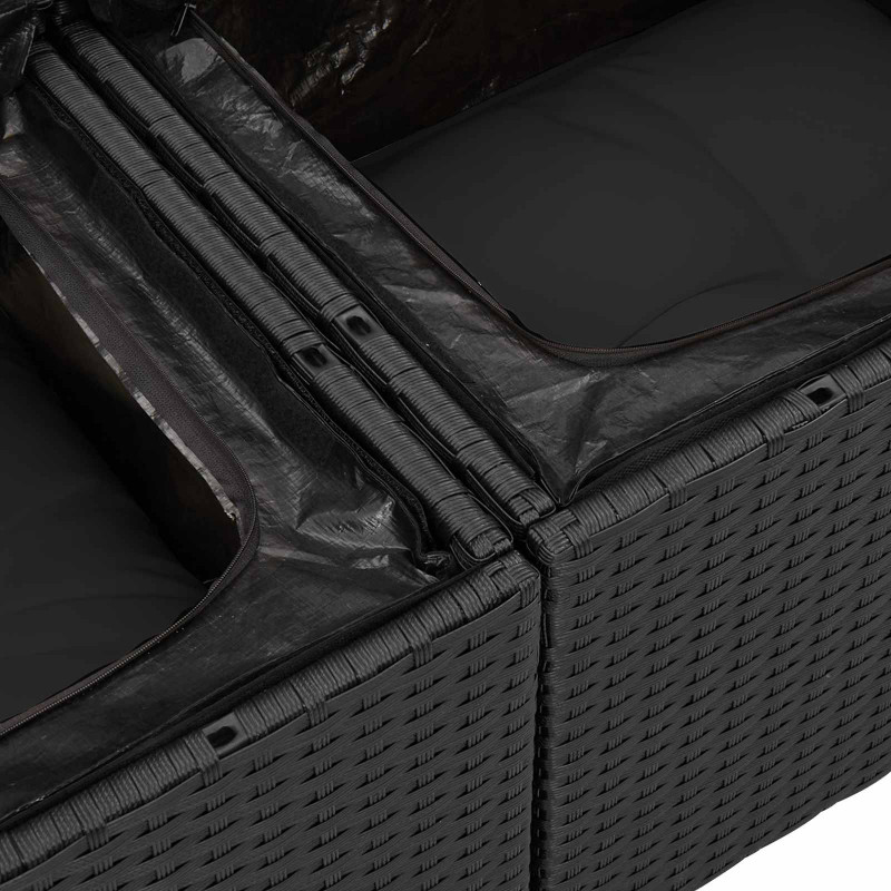 Zestaw Sof na Ogród z poduszką Czarny Polirattan
