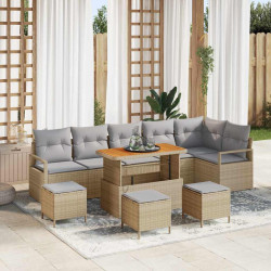 Zestaw Sof na Ogród z poduszką 10 pcs Beżowy i jasnoszary