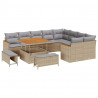 Zestaw Sof na Ogród z poduszką 12 pcs Beżowy Rattan poli