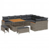 Zestaw Sof na Ogród z poduszką 12 pcs Szary Rattan poli