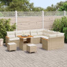 Zestaw Sof na Ogród z poduszką 12 pcs Beżowy Rattan poli