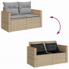 Zestaw Sof na Ogród z poduszką 12 pcs Beżowy Rattan poli