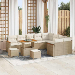 Zestaw Sof na Ogród z poduszką 12 pcs Beżowy Rattan poli