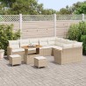 Zestaw Sof na Ogród z poduszką 12 pcs Beżowy Rattan poli