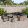 Zestaw Sof na Ogród z poduszką 12 pcs Szary Rattan poli