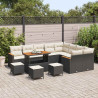 Zestaw Sof na Ogród z poduszką 13 pcs Czarny Rattan poli