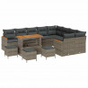 Zestaw Sof na Ogród z poduszką 13 pcs Szary Rattan poli