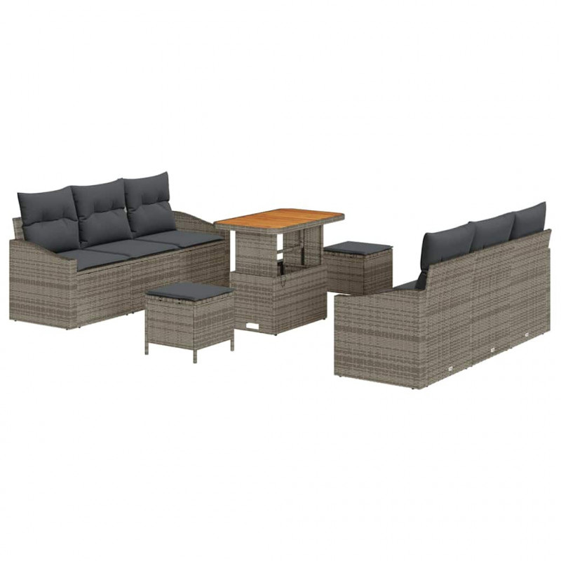 Zestaw Sof na Ogród z poduszką z przechowywaniem 9 pcs Szary