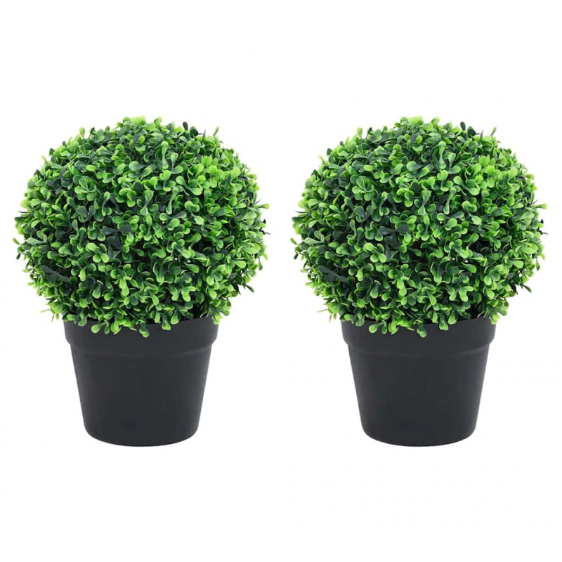 Kule ze sztucznego bukszpanu w doniczce, 2 szt., zielone, 37 cm