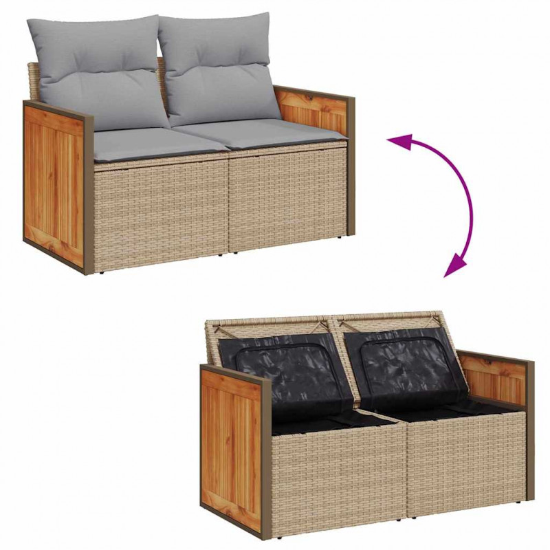 Zestaw Sof na Ogród 12 pcs Beżowy i jasnoszary polirattan