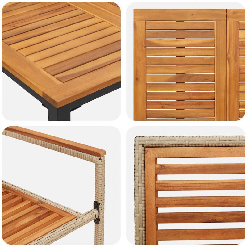 Zestaw do jadalni w ogrodzie 7 pcs Beżowy i Brązowy polirattan
