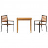 Zestaw do jadalni w ogrodzie 3 pcs Czarny Lite Drewno Akacji