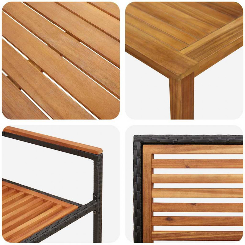 Zestaw do jadalni w ogrodzie 3 pcs Czarny Lite Drewno Akacji